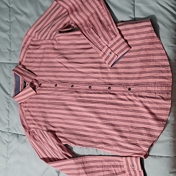 Boss Hugo Boss Red & Blue Striped Slim Fit Ls Button-Down Men's Xl